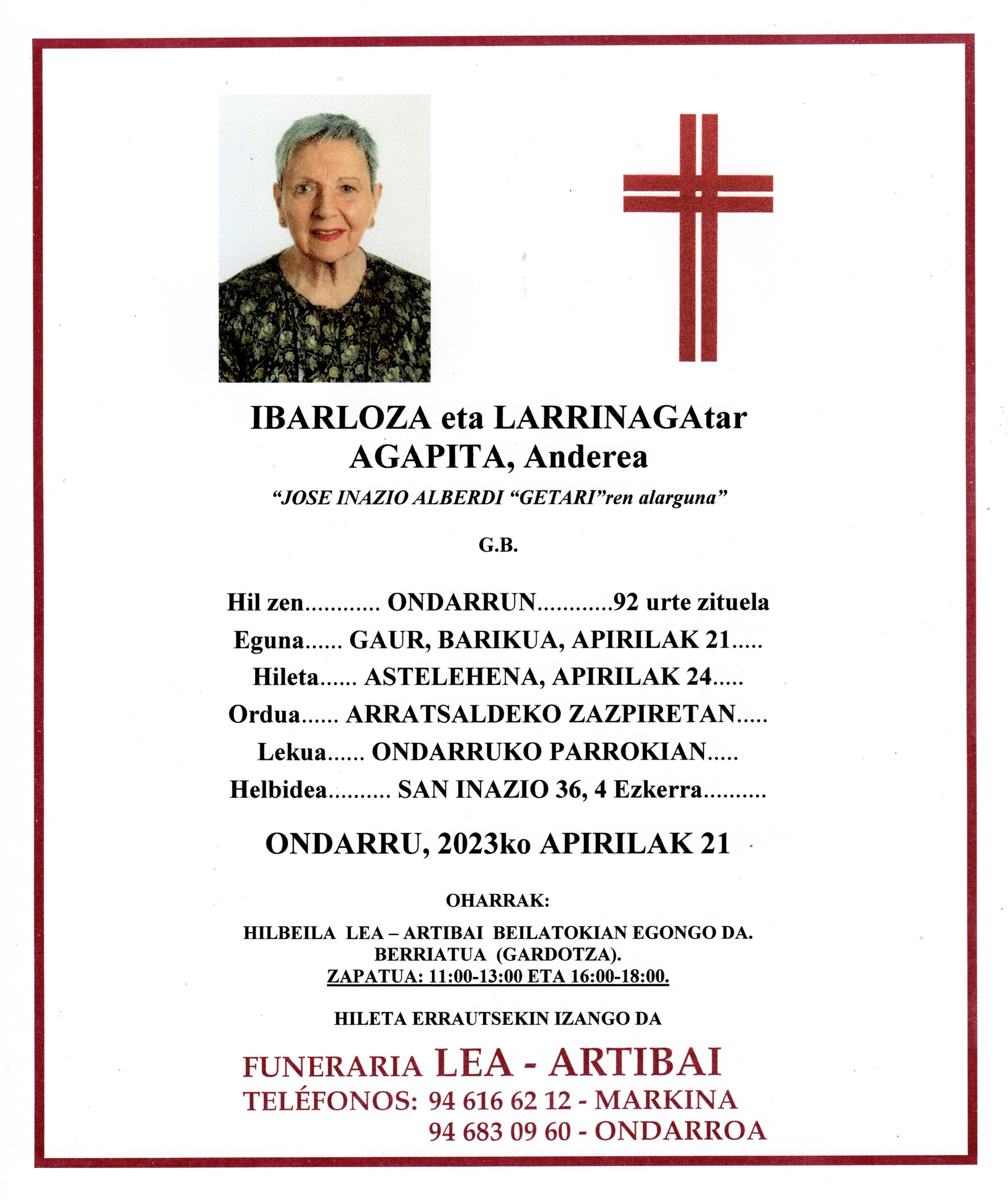 Agapita Ibarloza Larrinaga