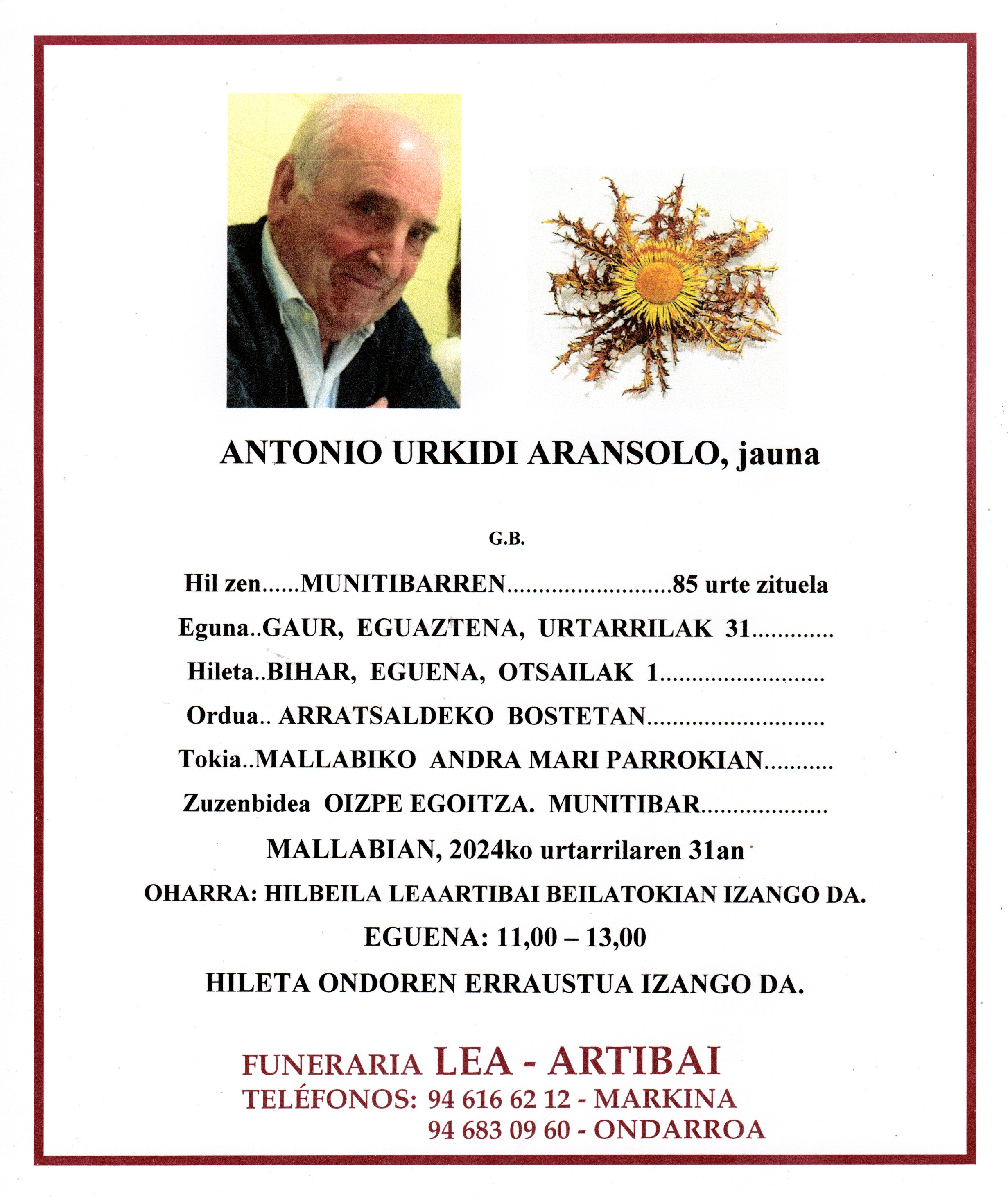 Antonio Urkidi Aransolo