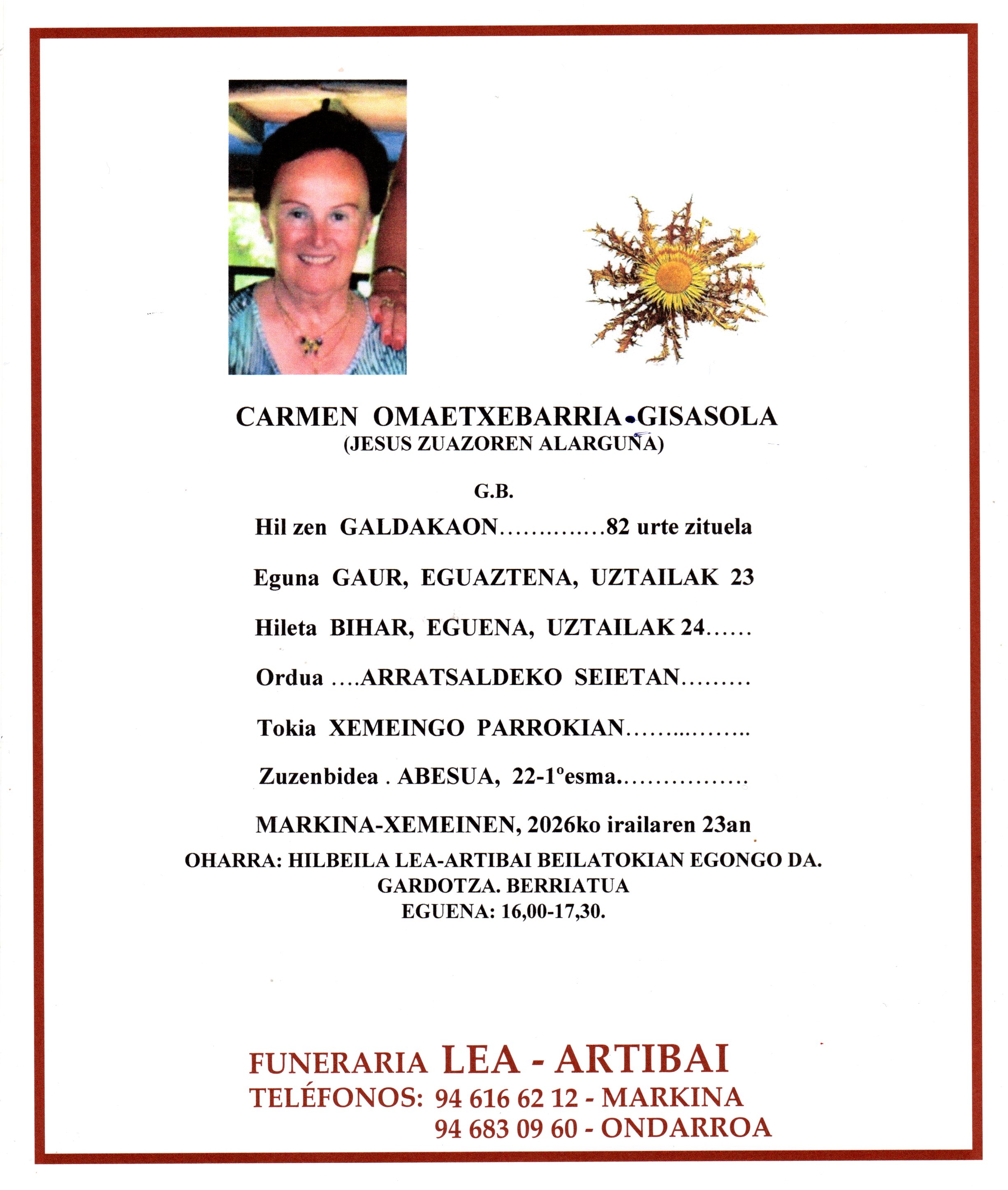 Carmen Omaetxebarria Gisasola