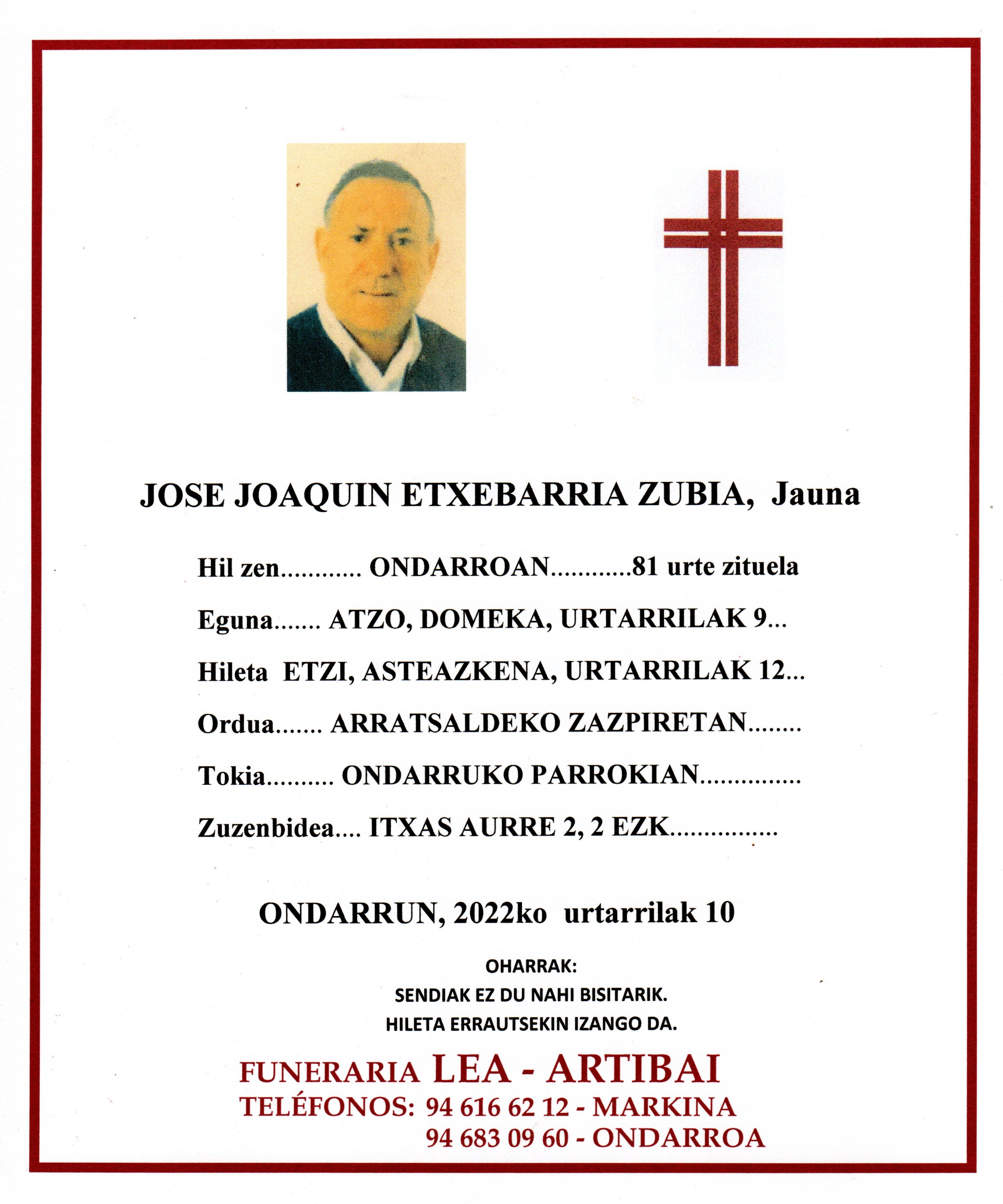 Jose Joaquin Etxebarria Zubia