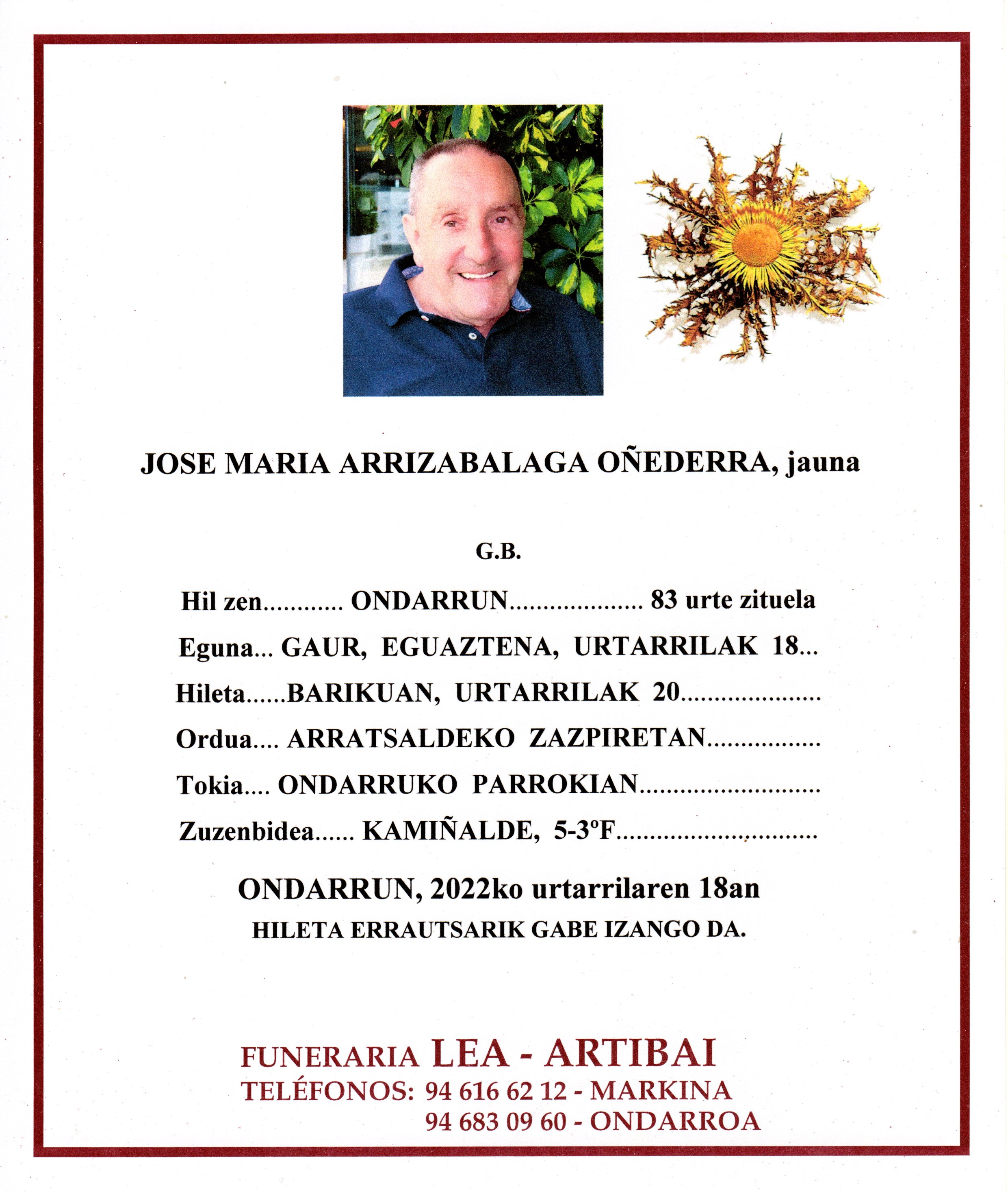 Jose Maria Arrizabalaga Oñederra
