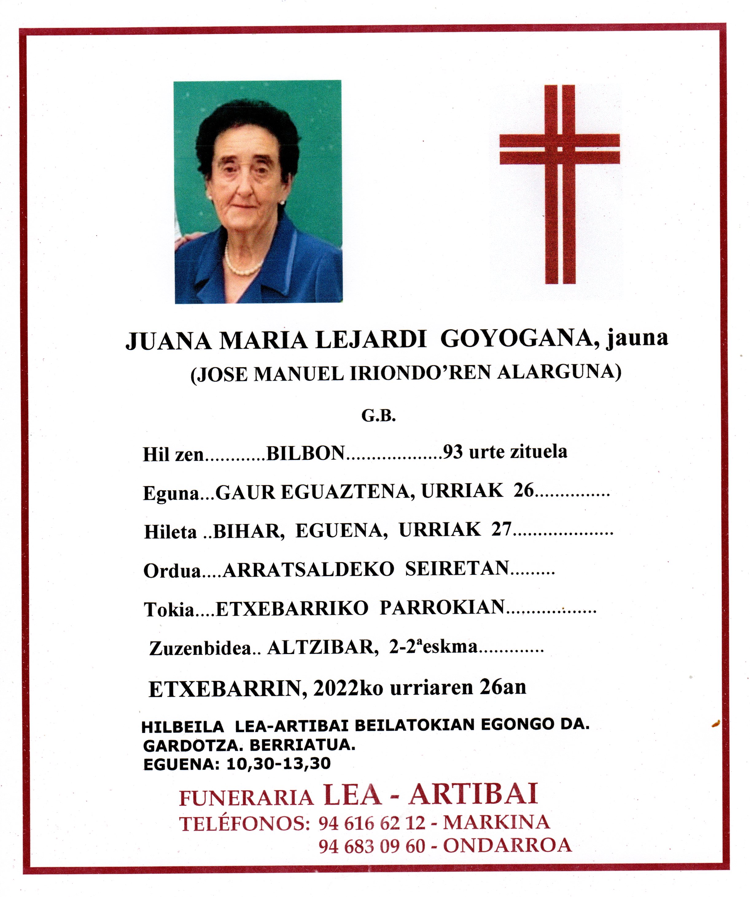 Juana Maria Lejardi Goyogana