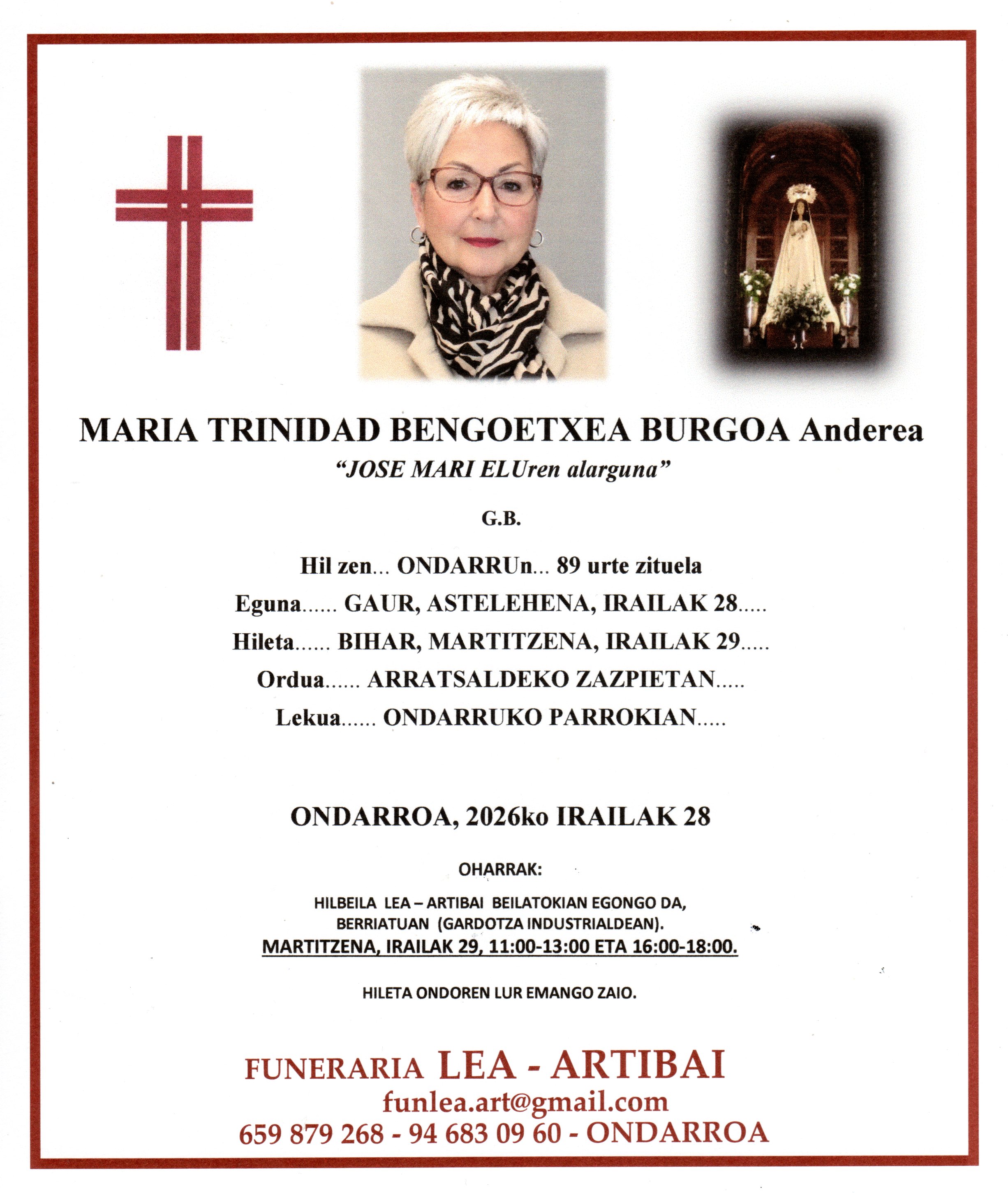 M&ordf; Trinidad Bengoetxea Burgoa