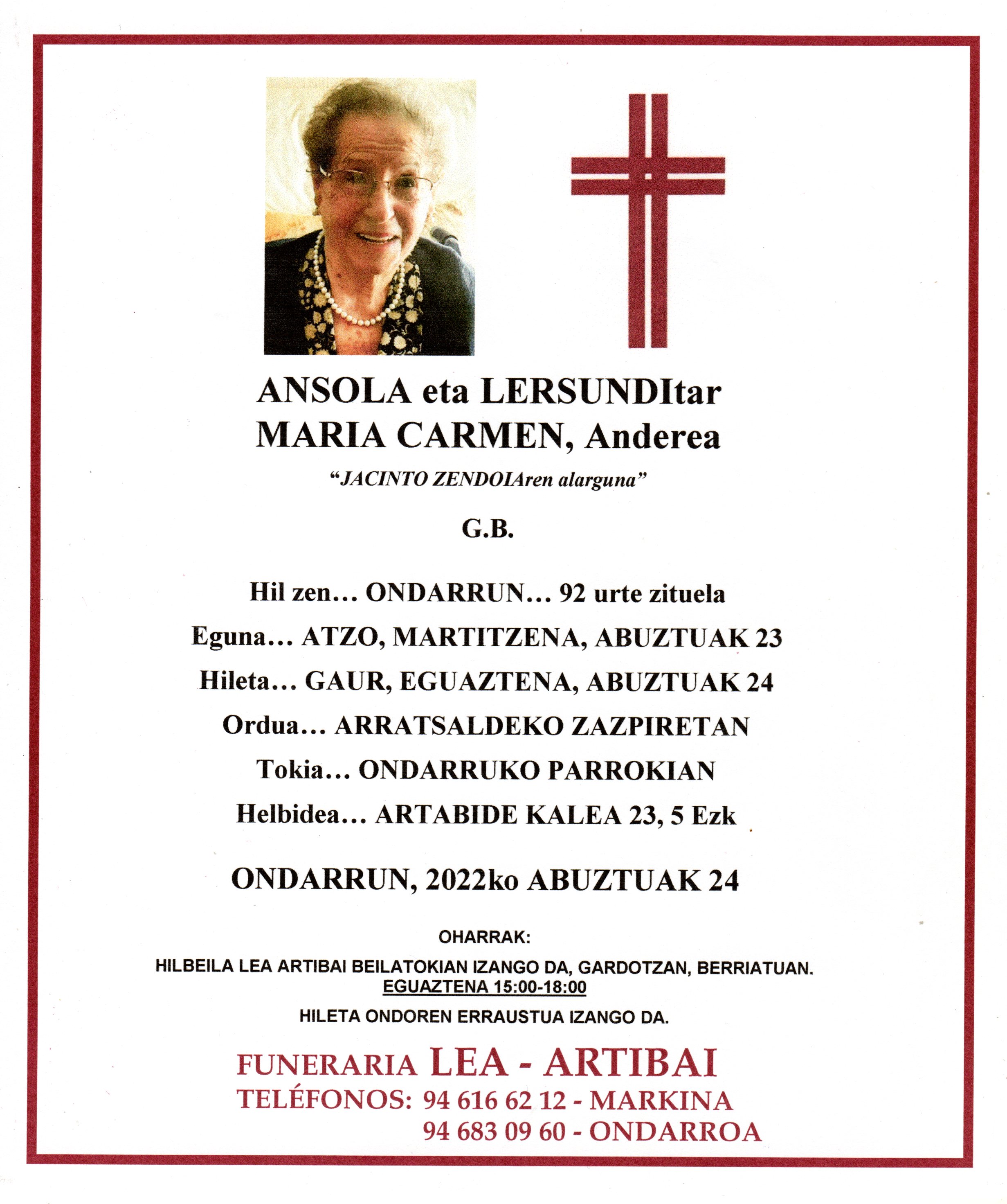 Maria Carmen Ansola Lersundi