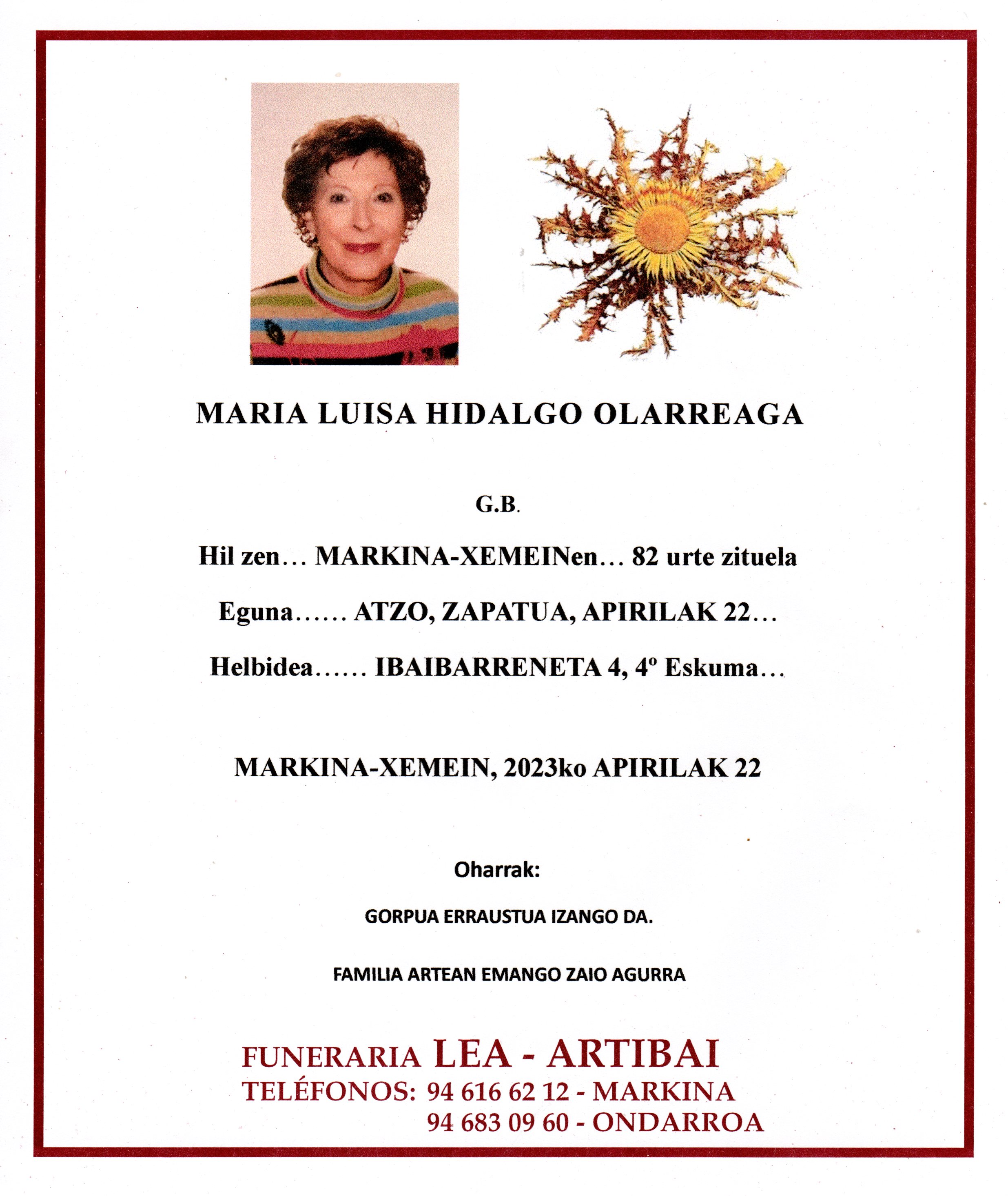 Maria Luisa Hidalgo Olarreaga