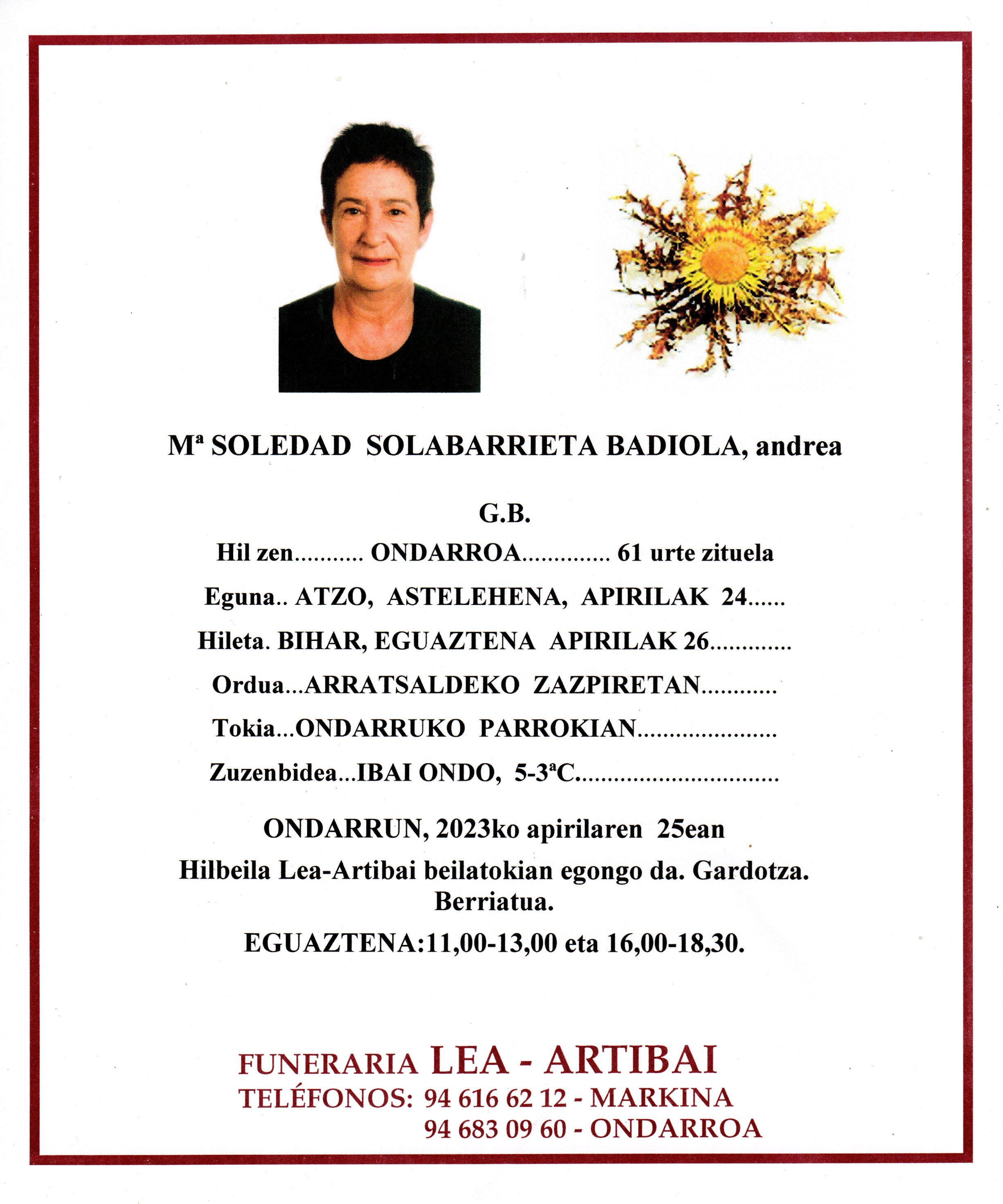 Maria Soledad Solabarrieta Badiola